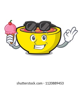With ice cream soup union character cartoon