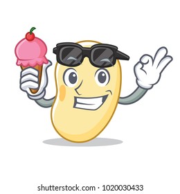 With ice cream soy bean character cartoon