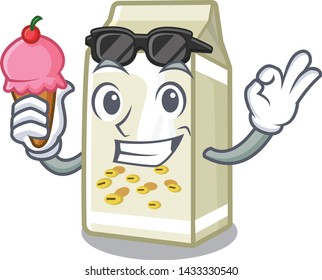 With ice cream soy milk isolated with the character