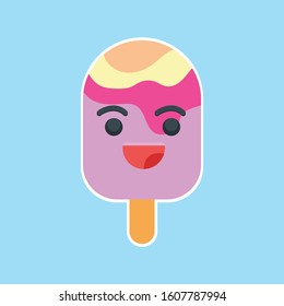 Ice cream with space glaze. Vector cartoon illustration.
