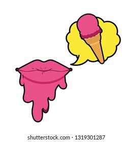 ice cream with speech bubble isolated icon