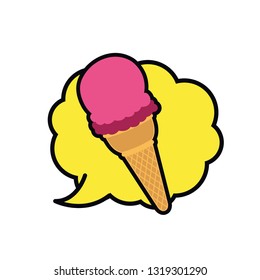 ice cream with speech bubble isolated icon