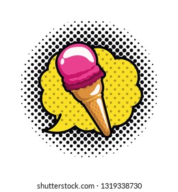 ice cream with speech bubble isolated icon