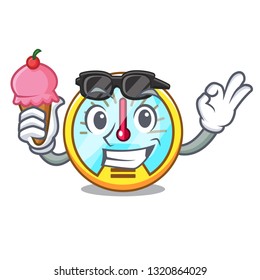 With ice cream speedometer  
