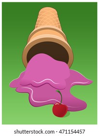 Ice Cream Spill / An ice cream cone melts on the ground.