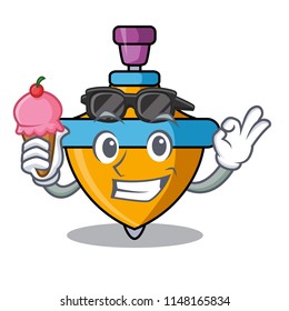 With ice cream spinning top character cartoon