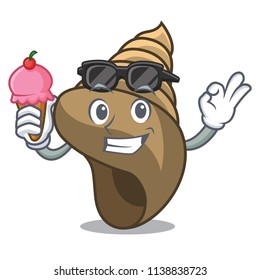With ice cream spiral shell character cartoon