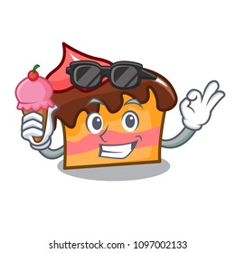 With ice cream sponge cake character cartoon