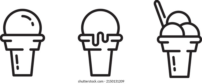 Ice cream with a spoon and a ball, icon.