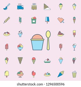 ice cream with spoon colored dusk style icon. Ice cream icons universal set for web and mobile