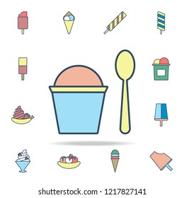 ice cream with spoon colored icon. Ice cream icons universal set for web and mobile