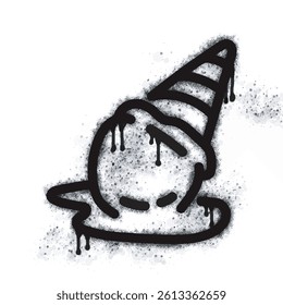 Ice cream spray icon isolated on white background. Ice cream graffiti icon sprayed in black on white background. Vector illustration.
