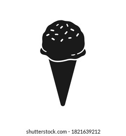 Ice cream with sprinkles silhouette. Simple logo icon vector illustration design. Sweets, cafe, menu, dessert, store or shop sign symbol.	