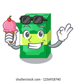 With ice cream stack of dollars isolated on mascot