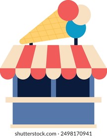 Ice cream stall color icon. Market stand
