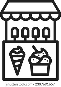 Ice Cream Stall icon vector image. Suitable for mobile application web application and print media.