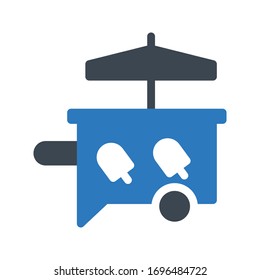 ice cream stall vector glyph  color icon 
