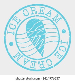 Ice Cream Stamp. Food Silhouette Seal. Round Design. Vector Icon. Design Retro Insignia.