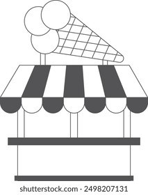 Ice cream stand black icon. Street kiosk symbol