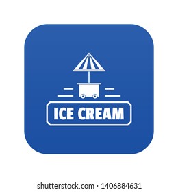 Ice cream stand icon blue vector isolated on white background