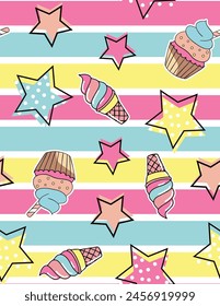 ice cream star girl pattern 