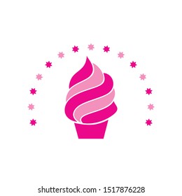 Ice Cream Star Logo Design Vector