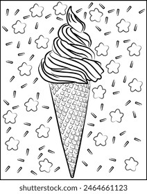 ice cream with star and Sprinkles very suitable for children's coloring books