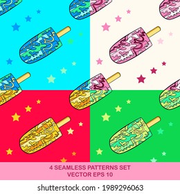 diseño vectorial de estrellas de helado de colores brillantes