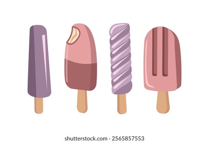 Ice cream steak illustration. Fruity ice cream. Blueberry ice cream. Popsicle ice cream. Icecream store. Icecream design.