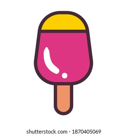 ice cream with stick bar line and fill style icon design, Sweet and dessert theme Vector illustration
