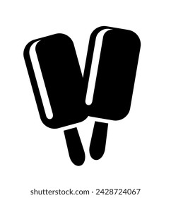 Ice cream stick black icon. Chocolate popsicle on a stick. Vector flat icon.