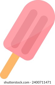 ice cream stick, bright pastel pink, summer theme, cute flat icon