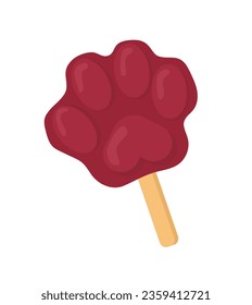 Ice cream at stick concept. Frozen dessert and delicacy. Eating for hot weather and summer season. Sweet food and eating. Cartoon flat vector illustration isolated on white background
