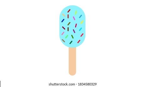 Ice cream stick with delicious pink strawberry flavor melting ice cream isolated.