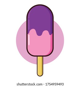 ice cream stick double flavor grape and strawberry