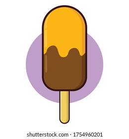 ice cream stick double flavor orange and chocolate