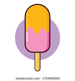 ice cream stick double flavor orange and straeberry