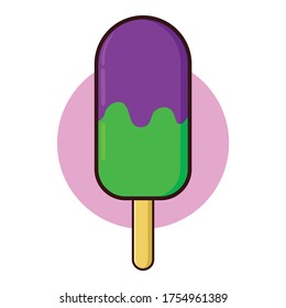 ice cream stick double flavor grape and melon