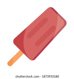 ice cream in stick food in cartoon flat icon vector illustration