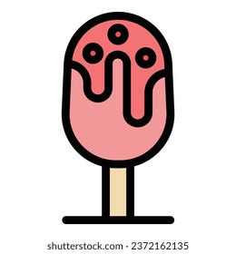 Ice cream stick icon outline vector. Cake candy. Sweet cookie color flat
