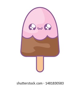 ice cream in stick kawaii style