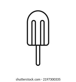 Ice cream stick line icon on white background.