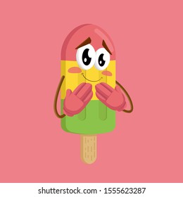 Ice cream stick Logo mascot ashamed pose
