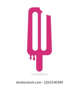 Ice cream stick logo template. Ice Cream Stick Vector Icon Illustration. Sweet Food Icon Concept.