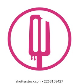 Ice cream stick logo template. Ice Cream Stick Vector Icon Illustration. Sweet Food Icon Concept.