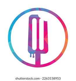 Ice cream stick logo template. Ice Cream Stick Vector Icon Illustration. Sweet Food Icon Concept.