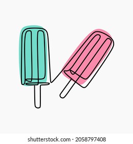 Ice cream stick oneline continuous line art