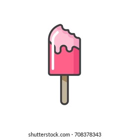Ice cream stick, popsicle flat colored line icon