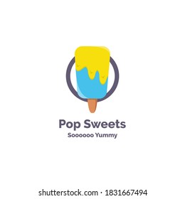 ice cream stick sweet logo illustration