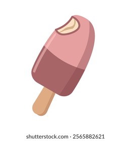 Ice cream stick. Sweet ice cream. Strawberry milk ice cream. Dessert food. Ice cream element.